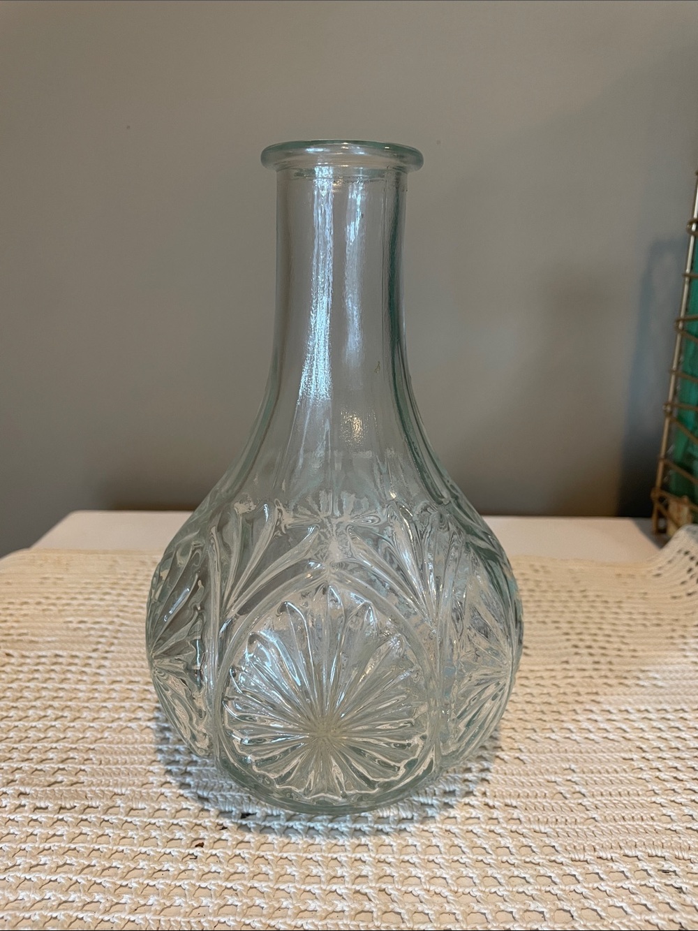 Clear Textured Glass Decorative Vase vintage piece